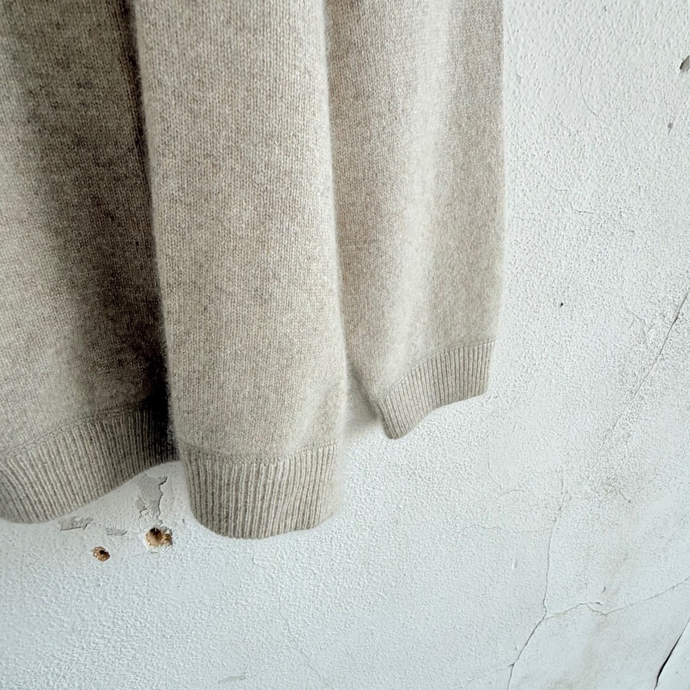 Lands End Cashmere Sweater Oatmeal Beige Crewneck Mens XL Classic Preppy Luxury - Picture 4 of 10